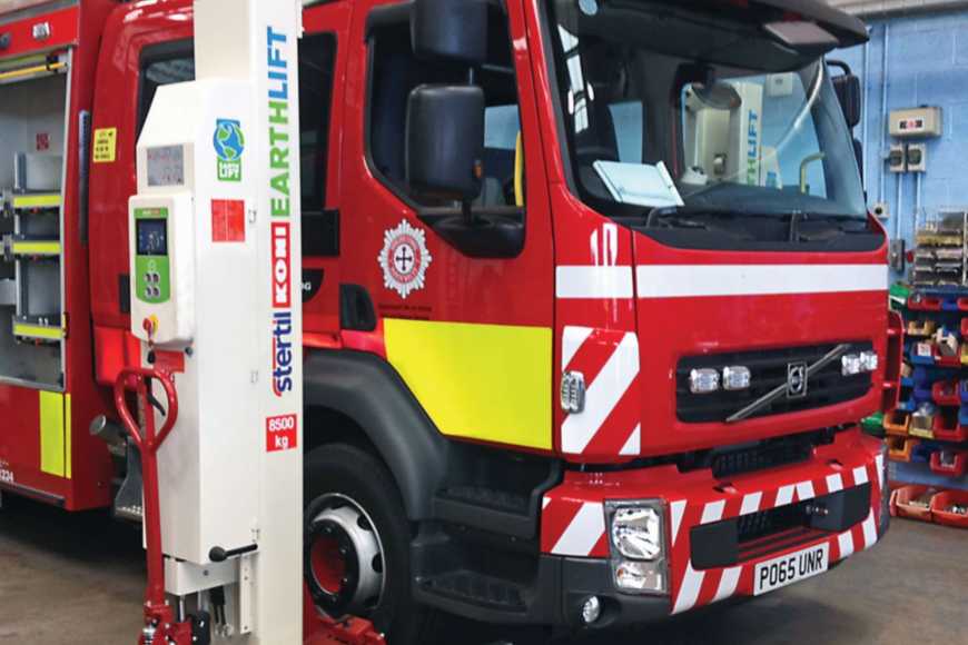 North Wales fire and resuce service uses Stertil-Koni mobile column vehicle lifts