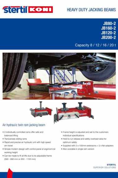Stertil-Koni brochure vehicle lift heavy duty jacking beams